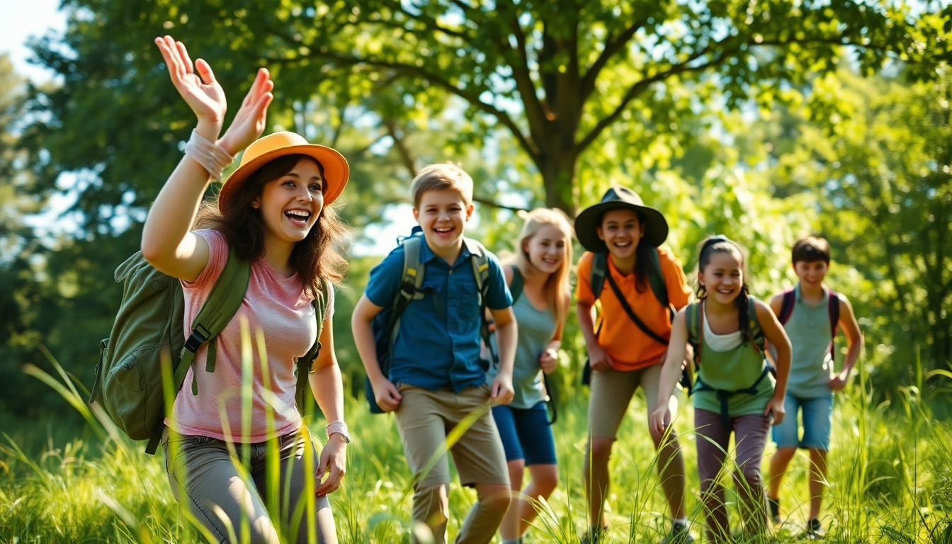 Young adventurers participating in an engaging outdoor activity with Tropem Przygód.