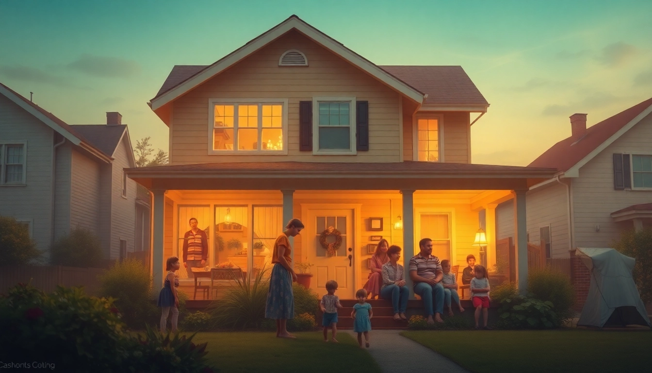 Poster for the movie Here, depicting a warm family home with generations gathered in a nostalgic setting.