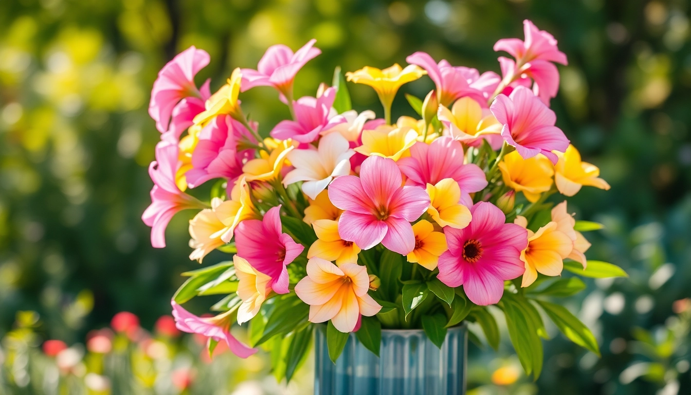 Admiring Fountain valley flowers showcased in a charming arrangement for floral enthusiasts.