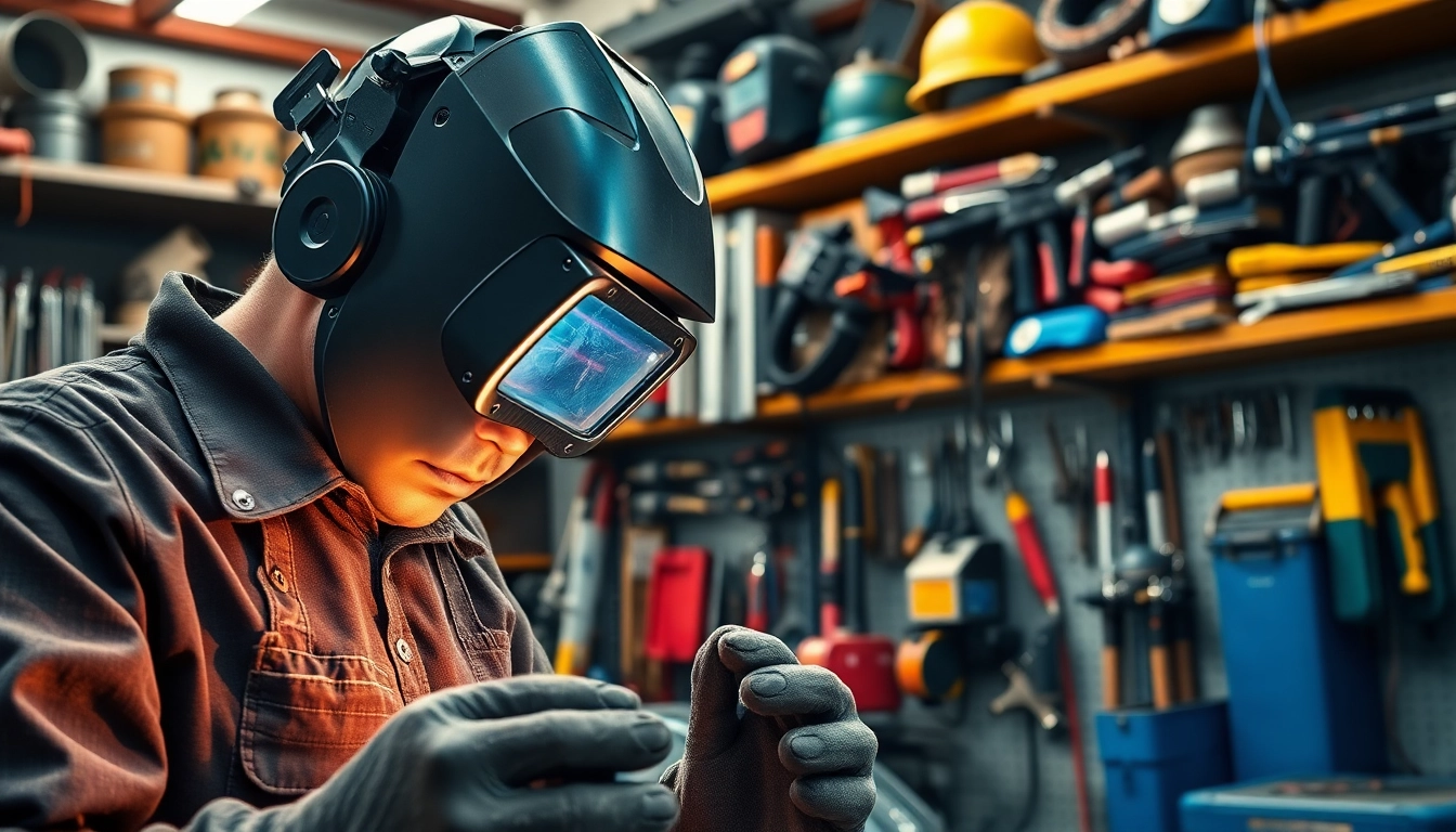 Buy quality welding supplies close to me while a professional welder works on a metal project.