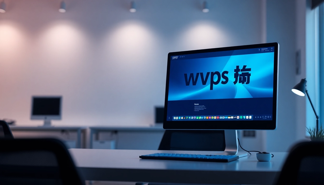 Working on wps中文版 software with a modern office setup showcasing productivity tools.
