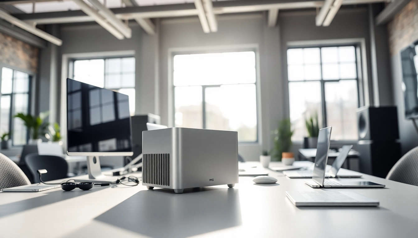 Buy Mac Pro - Professional workspace featuring a sleek Mac Pro with bright natural lighting.