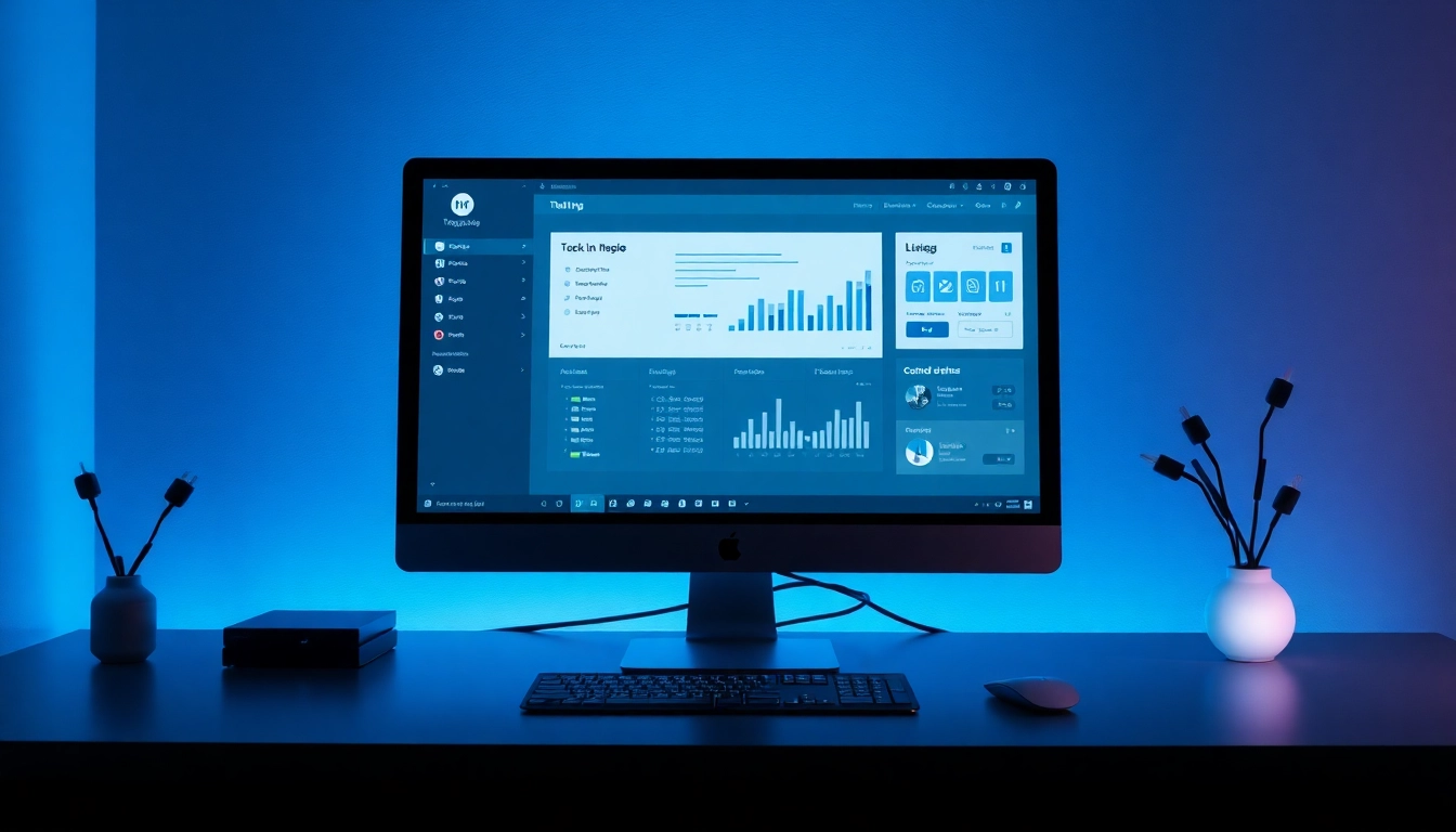 Showcase the line電腦版官方下載 interface on a sleek computer setup, emphasizing its modern design.