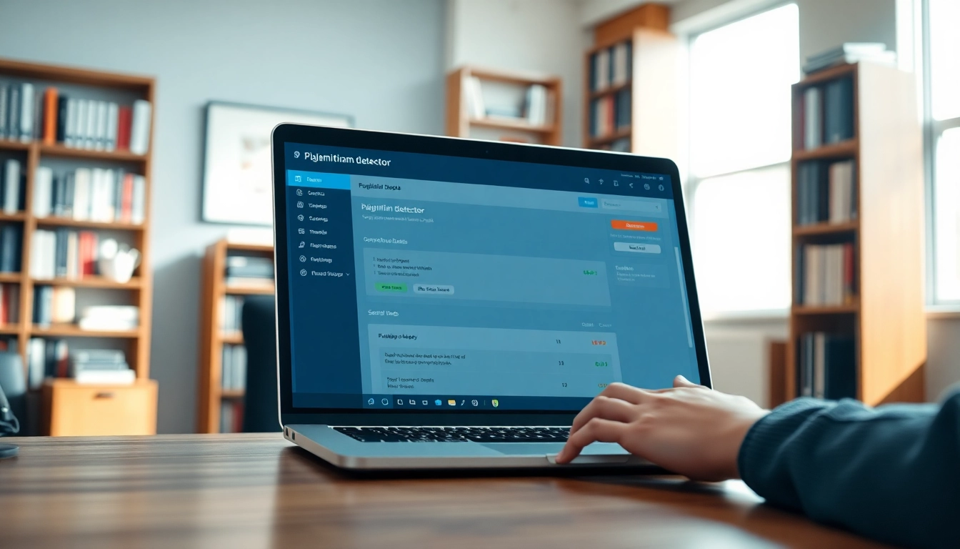 Utilize the plagiarism detector tool for accurate content checks in a modern office.