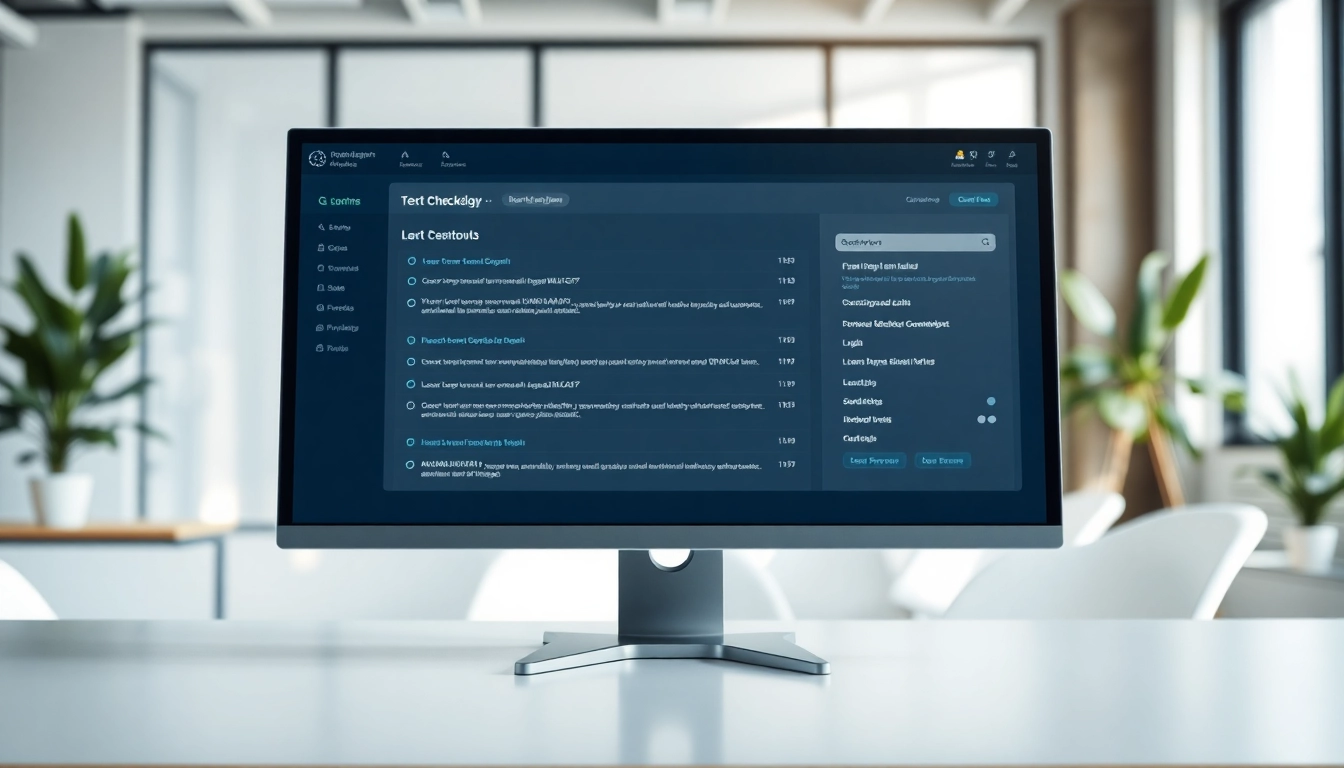 Analyze text with the advanced ai checker tool displayed in a modern office.