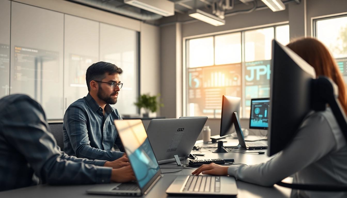 Showcasing managed it support services in action with a professional IT team collaborating in a modern office.