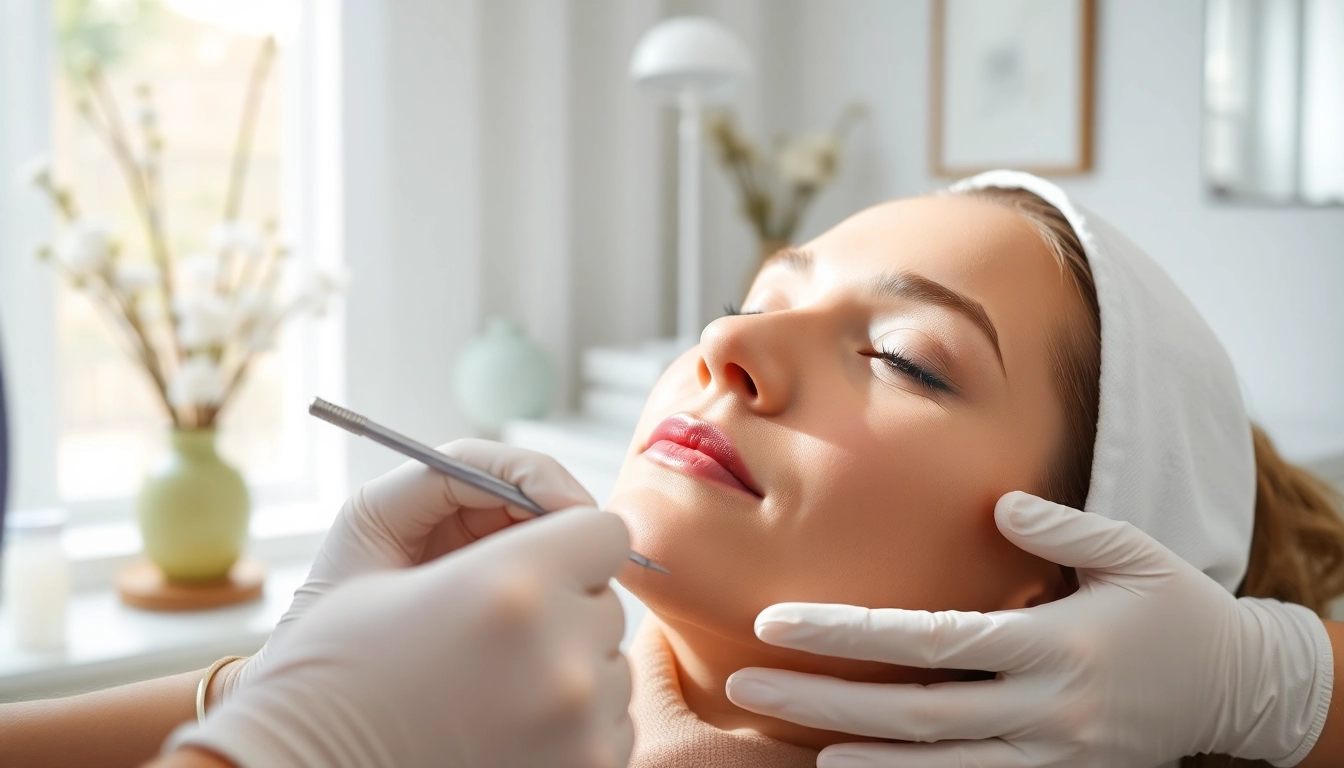 Experience threads near me with a skilled practitioner performing a thread lift in a calming, well-lit environment.