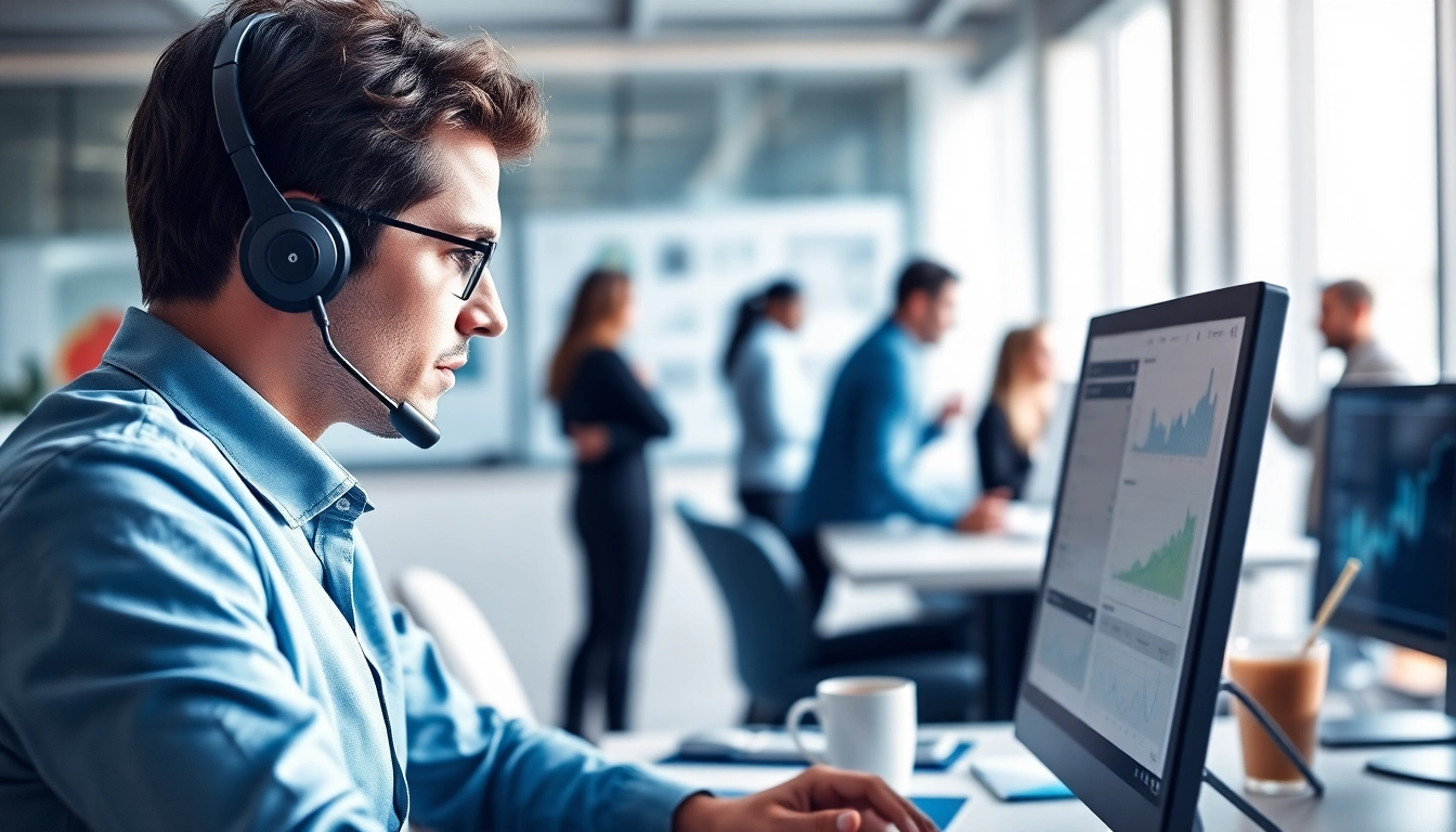 Engaging in Telephone Data Collection with a researcher conducting interviews in a professional office.