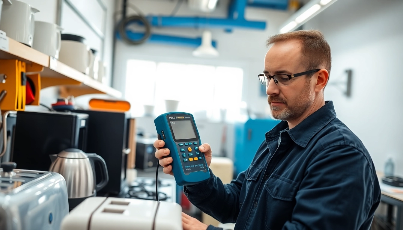 Conducting Portable Appliance Testing in a workshop showcases safety and professionalism.