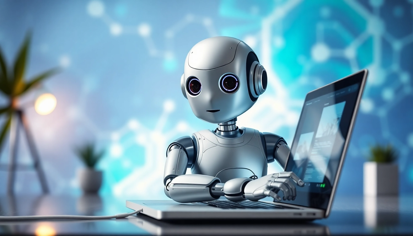 Engage with an AI bot for websites in a modern digital workspace to enhance user interactions.