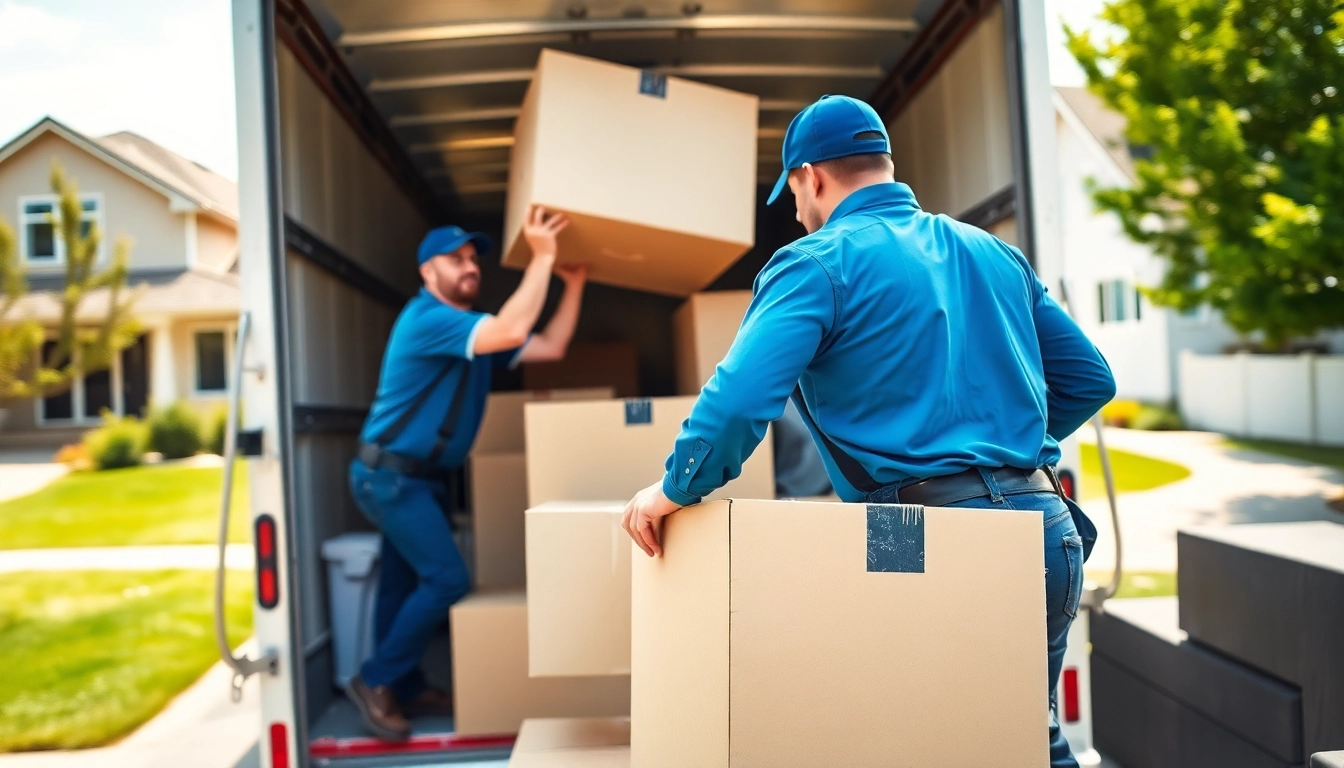 Movers Calgary packing a truck efficiently while showcasing teamwork and organization.