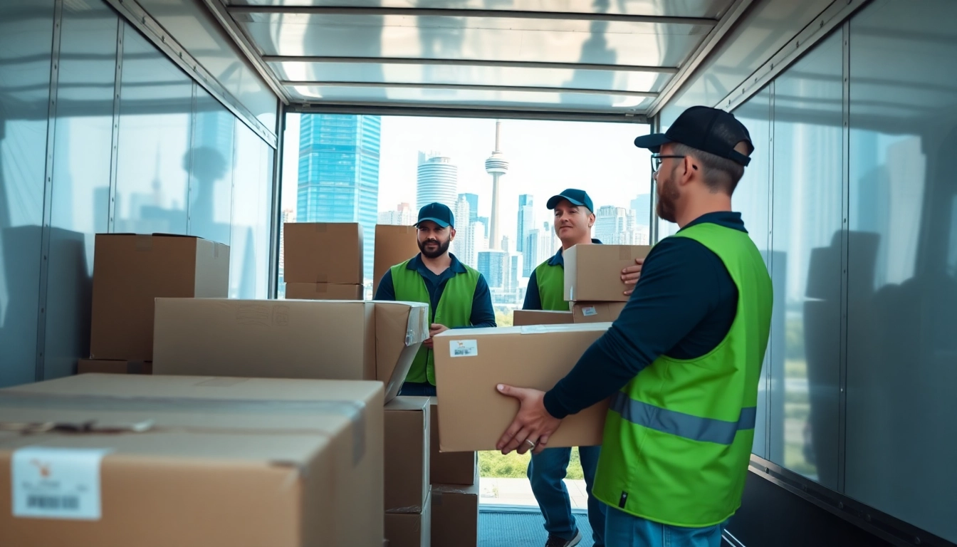 Movers efficiently handling equipment during Toronto moving, showcasing teamwork and professionalism.