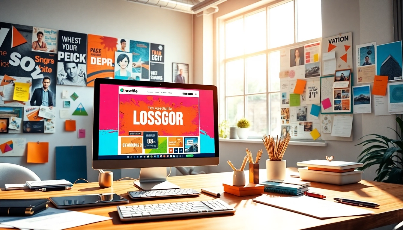 Engaging advertisement design in a collaborative workspace showcasing vibrant colors and design elements.