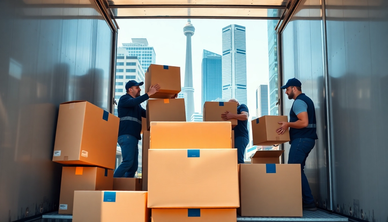 Best moving company in Toronto showcasing professional movers packing efficiently in an urban setting.