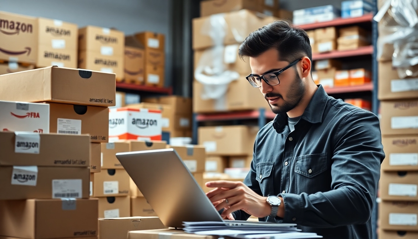 Seller strategizing around fba wholesale inventory in a bright, organized workspace.